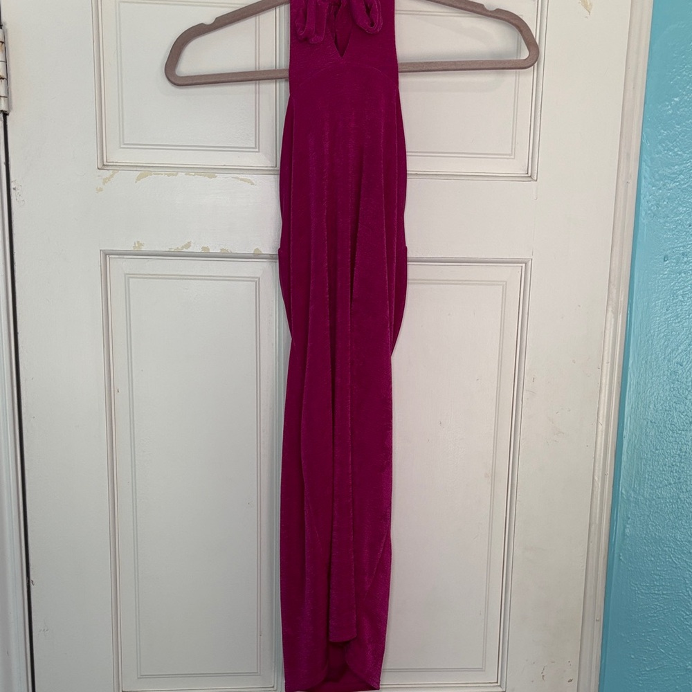 Boohoo Vibrant Pink Halter Dress
